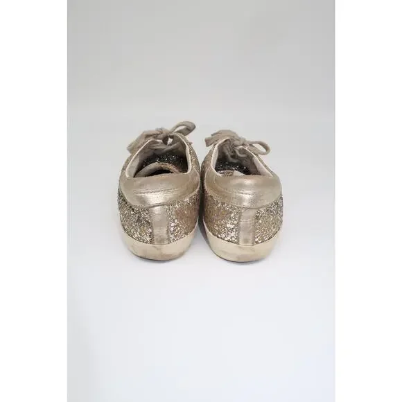 Golden Goose Superstar Sneaker Gold Leather Glitter Size 35 - Picture 6 of 11